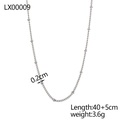 Detailed view of silver beaded necklace chain with 40+5cm length and 3.6g weight - Silver Beaded Fine Necklace (LX00009)