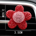 Red and pink rhinestone flower car vent clips with 3.5cm diameter for interior decor - Large Red Flower