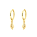 Golden S925 silver hoop earrings with teardrop charms and sparkling small diamonds - Sea Snail Style (B) / Gold