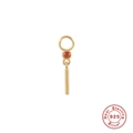 Pendentif en argent sterling 925 doré avec pierre précieuse orange-rouge et barre - Barre Strass Rouge Orange (#45)