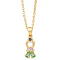Colorful zircon mermaid princess pendant necklace in gold finish for women and girls - Multicolor A