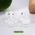 Miniature white resin elephants decor set, 2.1cm small sitting figurines for desk - White