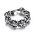 Bracciale a maglie con teschi punk vintage da uomo in acciaio inossidabile argento - Stile Teschio Argento Vintage (KB29677-D)