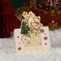 3D pop-up Christmas card featuring snowman and festive elements on white plush surface - Snowman