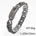 Pulsera robusta de acero titanio negro con acabado mate y cierre rectangular de metal - 12mm Negro Antiguo