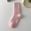 Pink ribbed wool socks with flecked texture and thick knitted warmth for winter - One Size / Soft Pink