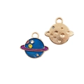 DIY alloy star and moon charms with blue purple enamel and rhinestone inlay set - Rhinestone Planet 12x13mm