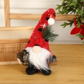 Gnomo di Natale con cappello rosso lavorato a maglia, barba bianca e lanterna retrò - Con Lanterna / Babbo Natale con Barba