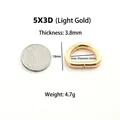 Hellgoldene 16mm Metall D-Ring Schnalle mit 3.8mm Draht für Taschen und Bekleidung - 5x3D (Innen 16mm) / Hellgold
