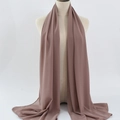 Solid brown chiffon hijab shawl for women with high drape and pearl texture - 19