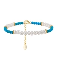Bracelet élégant en argent S925 avec perles naturelles et pierres précieuses bleues - Style Perle Turquoise Bleue (MPB01-14K)