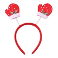 Christmas headband featuring red polka dot gloves with festive white fur and green holly - 9# Green Leaf Mittens