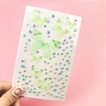 Face jewel stickers featuring translucent light green butterflies and colorful rhinestones - Green Butterfly Rhinestones (BJA-609)