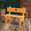 Miniature yellow wooden bench with heart cutout detail for landscape scenery decor - Orange Heart Chair