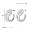 Silver stainless steel C-shaped chunky hoop earrings with 34mm height and 27mm width - Large / Silver