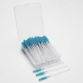 50pcs disposable spiral eyelash brushes with blue heads and silver glitter crystal handles - Crystal Handle Light Blue Bristles