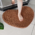 Brown heart-shaped chenille bath mat with soft plush texture for bathroom use - 40*50cm Heart Shape / Coffee