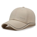 Beige lightweight breathable sports baseball cap with laser-cut vents and reflective trim - Beige