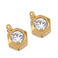 Golden hexagon pendant with clear zircon stone on a white background for DIY jewelry - Hexagon / White