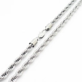 Silver stainless steel twisted rope chain necklace with a secure lobster clasp - 50cm (20 inches) / 7mm / Steel
