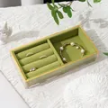 Acrylic jewelry organizer tray with grass green velvet lining and ring storage slots - Type A Plain / Green