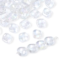 Irregular gradient crystal glass beads with iridescent finish for jewelry making - Crystal White