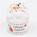 DIY Strawberry Slime Toy with Cartoon Cow Doll and Strawberry Slices in a Plastic Jar - Milk White 100ml