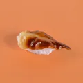 Modèle de sushi aux coques réaliste avec base de riz sur fond orange chaud - Sushi de Mactre