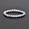 8mm white turquoise beaded bracelet with natural grey marble patterns for men and women - Synthetic White Turquoise