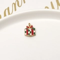 Christmas gift box alloy pendant with red and green oil drip finish for jewelry making - 29# Christmas Gift Box (11*15mm)