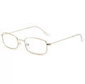 Retro rectangle sunglasses with slim gold metal frame and clear lenses for fashion look - Gold Frame Clear Lens