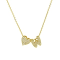 Gold heart and letter W necklace with pavé cubic zirconia on a cable chain link - Letter W