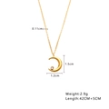 18k gold plated stainless steel moon pendant necklace with zircon and size dimensions - Simple Moon Rhinestone (N328) / Gold