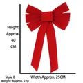 Large red velvet Christmas bow decoration, type B model, size 40cm height by 25cm width - Style B (25x40cm)