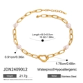 Collier de perles en acier doré 18 carats avec pendentif cœur et détails de dimensions - JDN2409012-Collier / Doré