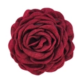 Deep red handmade fabric rose hair claw clip with detailed layered linen texture - 12cm / Burgundy
