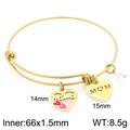 Bracelet maman en acier inoxydable doré avec breloques cœur et perle blanche - Bracelet Jonc Mama Perle (KB203660-Z)