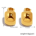 Minimalist French style gold C-shaped titanium steel hoop earrings 1.4cm diameter - Gold Polished