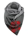 Dark grey thermal scarf with festive red snowflake prints and metal buckle closure - 47-Dark Grey Snowflake Star
