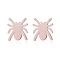Close-up of spider stud earrings in rose gold finish with reflection on white background - Rose Gold