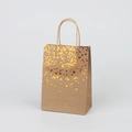 Brown kraft paper gift bag with metallic gold heart pattern and twisted paper handles - Yellow Kraft Single-Sided Rose Gold Heart