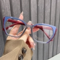 Stylish TR90 blue light blocking glasses with blue grey frame and red temples - Grey Blue Frame Jujube Red Leg