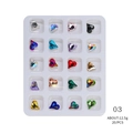 Macro display of 20 colors heart-shaped crystal rhinestones for nail art DIY in a tray - 20 Colors Faceted Heart (Style 03)