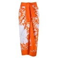 Vibrant orange and white floral beach wrap skirt with elegant bow-tied belt detail - One Size / Orange Skirt