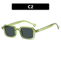 Square transparent green sunglasses with dark grey lenses and trendy rivet accents - Transparent Green/Grey Lens