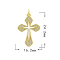 18k gold plated cross pendant with pavé zircon stones measuring 24.2mm by 16.2mm - Style 1