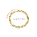 18K gold plated stainless steel 6mm Cuban chain bracelet with 15+5cm adjustable length - Cuban Style (B-002) / Gold