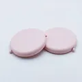 Pink matte finish portable folding makeup mirror with double-sided circular metal frame - Double Arc / Pink