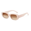 Retro small rectangular sunglasses with light pink frame and brown gradient lenses - Jelly Pink Frame / Gradient Tea Lens