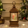 Bronze Christmas lantern snow globe with Santa Claus and sparkling glitter effect - Santa Claus